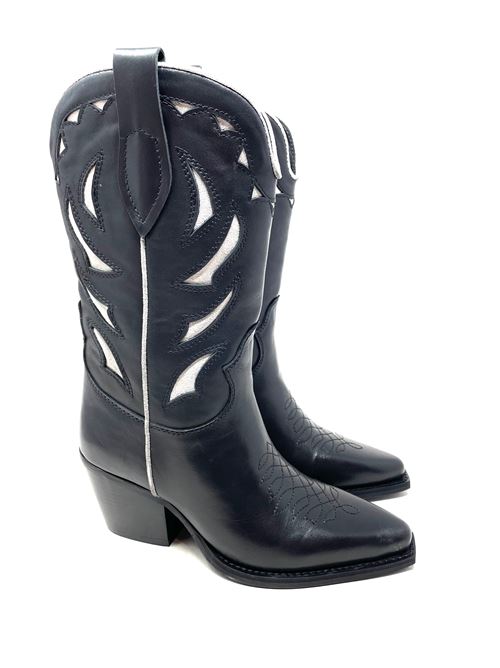 Texano donna ricamato IL LACCIO | 24FW1000LEATHERNERO/BIANCO